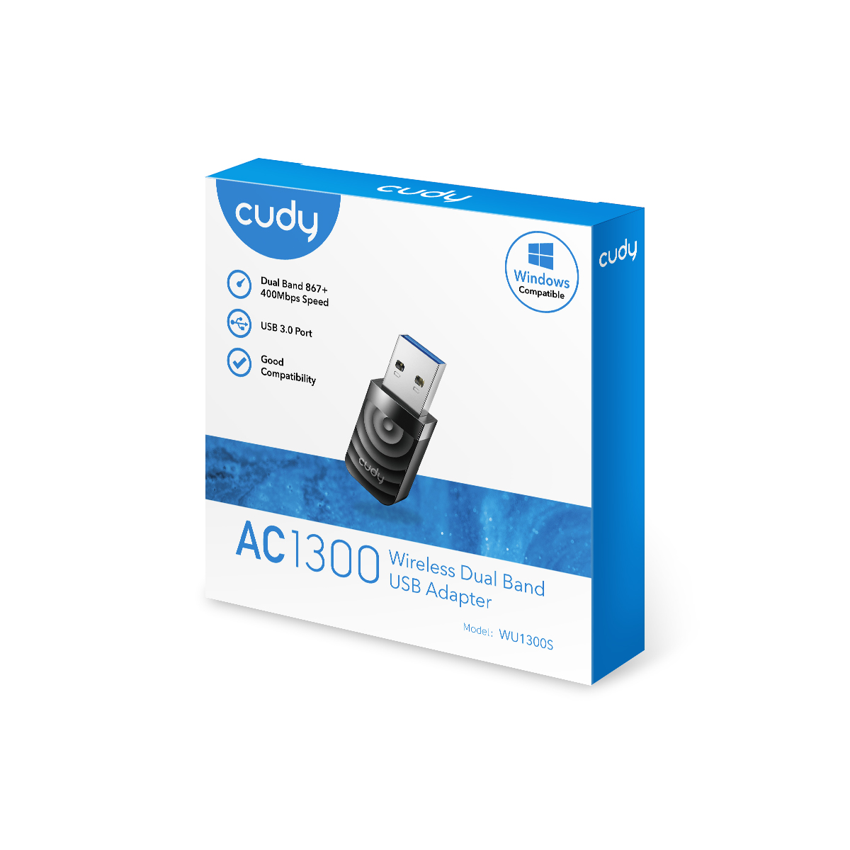 Cudy WU1300S Adaptateur Wi-Fi double bande AC1300 USB 3.0 - Jusqu'à 867 Mbps sur 5 GHz