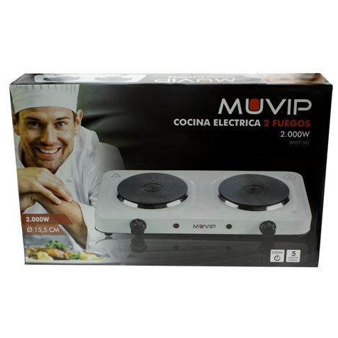 Cuisinière Electrique Muvip 2 Plaques 2000W - 5 Niveaux de Puissance - Thermostat avec Système de Sécurité