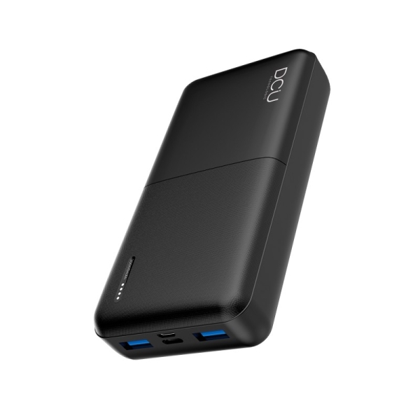 DCU Tecnologic Batterie Externe/Power Bank 20000 mAh - Power Delivery 20W + Charge Rapide 22,5W - Ports 2x USB-A, 1x USB-C - Couleur Noir