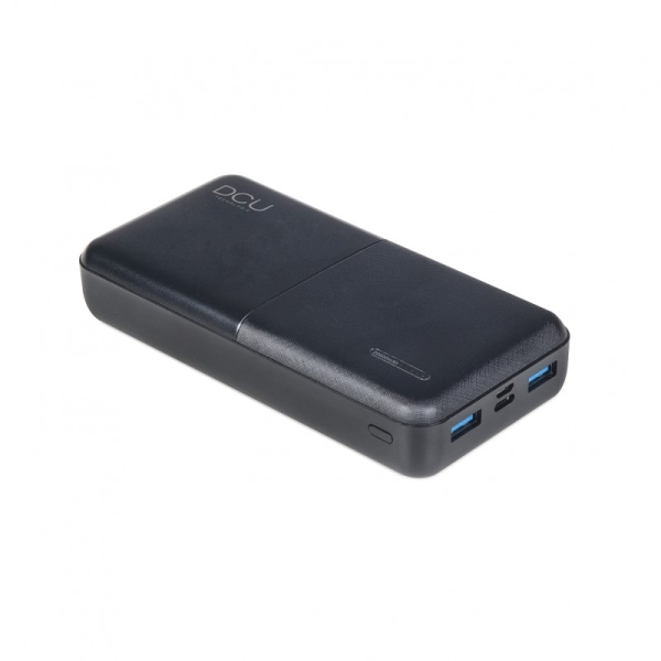 DCU Tecnologic Batterie Externe/Power Bank 20000 mAh - Power Delivery 20W + Charge Rapide 22,5W - Ports 2x USB-A, 1x USB-C - Couleur Noir