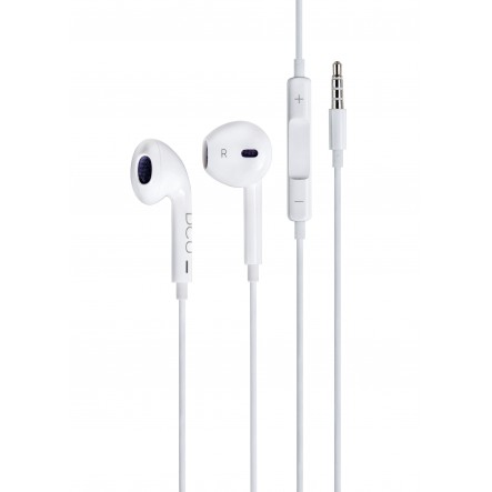 DCU Tecnologic Casque stéréo blanc avec microphone et contrôle du volume - Microphone intégré pour appels mains libres - Contrôle du volume pour régler l'intensité sonore - Couleur blanche