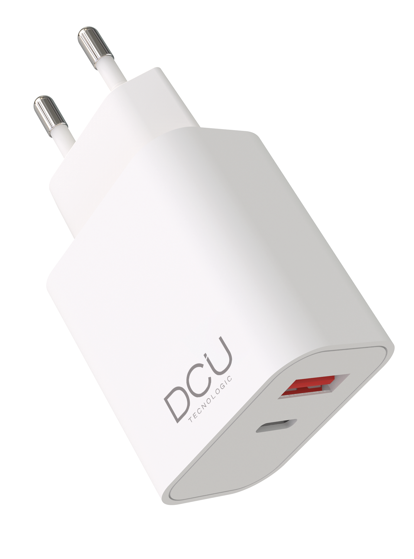 DCU Tecnologic Chargeur USB Type C PD 20W + USB QC 3.0 18W - Charge Rapide - Puissant et Polyvalent - Couleur Blanc