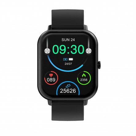 DCU Tecnologic Smartwatch Curved Glass Pro - Connexion Bluetooth 5.1 - Batterie 230Mah - IP67 Submersible - 27 Langues - Élégante et Fonctionnelle - Couleur Noir