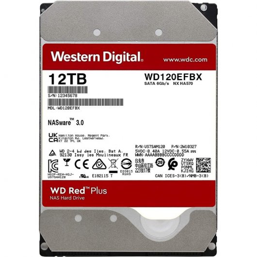 Disque dur interne WD Red Plus 3,5" 12 To NAS SATA3