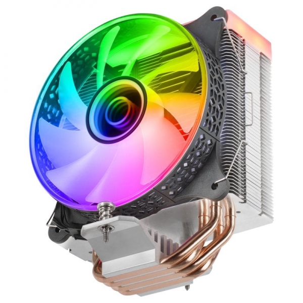 Dissipateur thermique pour processeur Mars Gaming MCPU-VR - Prend en charge jusqu'à 180 W TDP - Double miroir infini ARGB - Multisocket universel - Contrôle de l'éclairage ARGB - Couleur noire