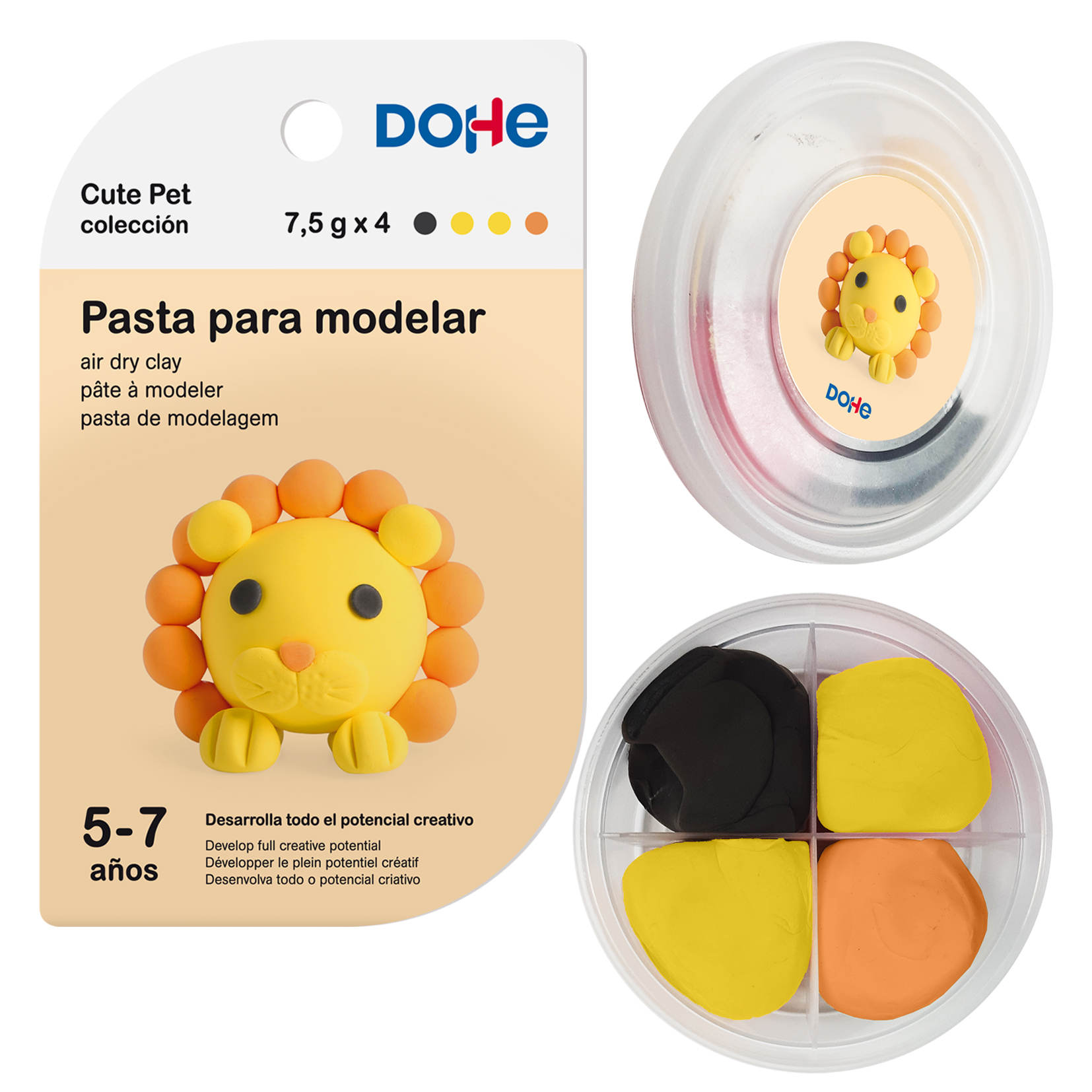 Dohe Cute Pet Collection Pâte à Modeler Lion - Légère et Flexible - Convient aux Enfants de 5 à 7 Ans