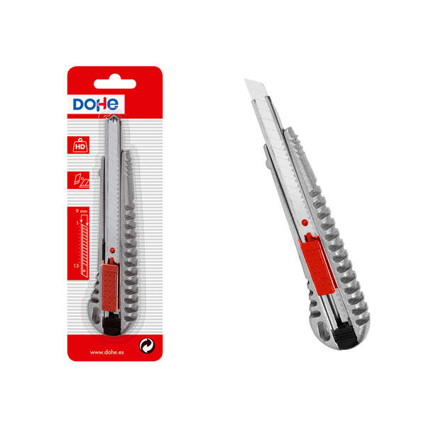 Dohe Cutter Inox - Lames en Acier Coupé - Système de Verrouillage de Lame - Blister Individuel