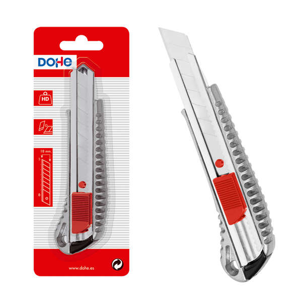 Dohe Cutter Inox - Lames en Acier Coupé - Système de Verrouillage de Lame - Blister Individuel