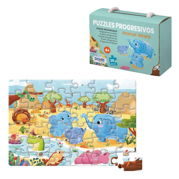 Dohe Puzzle pour enfants 36 pièces – Fabriqué en double couche de carton – Couche intermédiaire de contreplaqué – Stimule l'imagination et le raisonnement