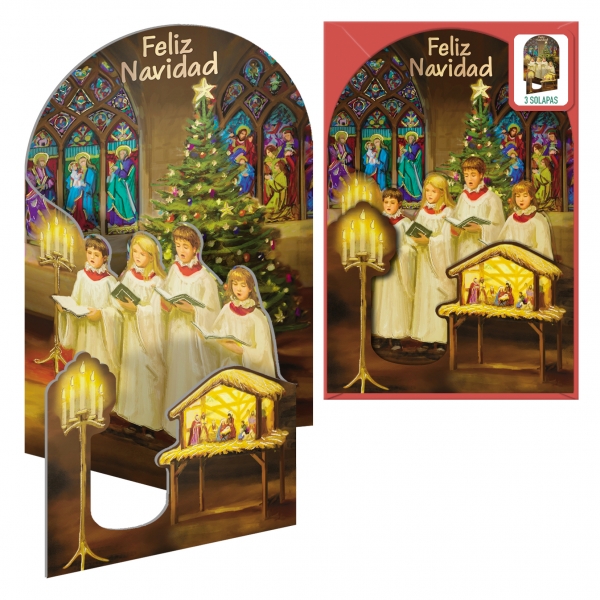 Dohe Singing to Christmas Lot de 6 cartes de vœux pop-up avec enveloppe – Imprimées en couleur