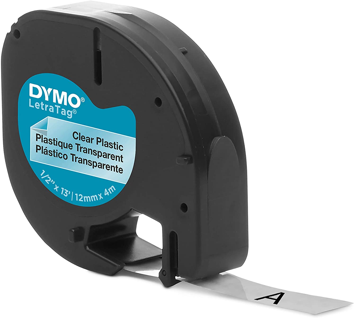 Compatible Dymo Ruban d'Étiquettes pour Dymo LetraTag Ruban Plastique 12mm  x 4m Noir sur Blanc/
