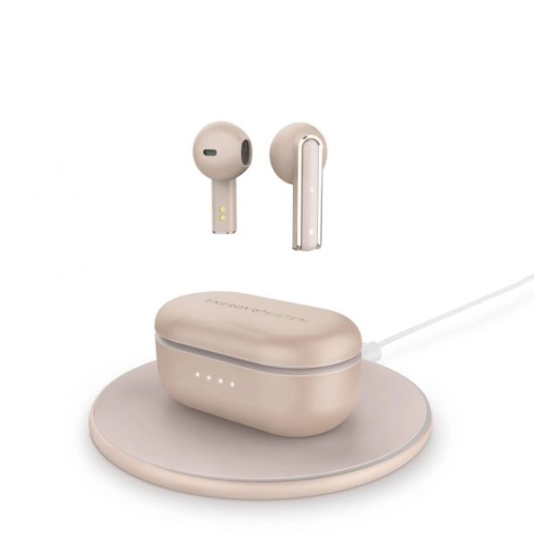 Écouteurs Bluetooth True Wireless Energy Sistem - Base de chargement sans fil incluse - 25 heures de musique - Couleur Or Rose