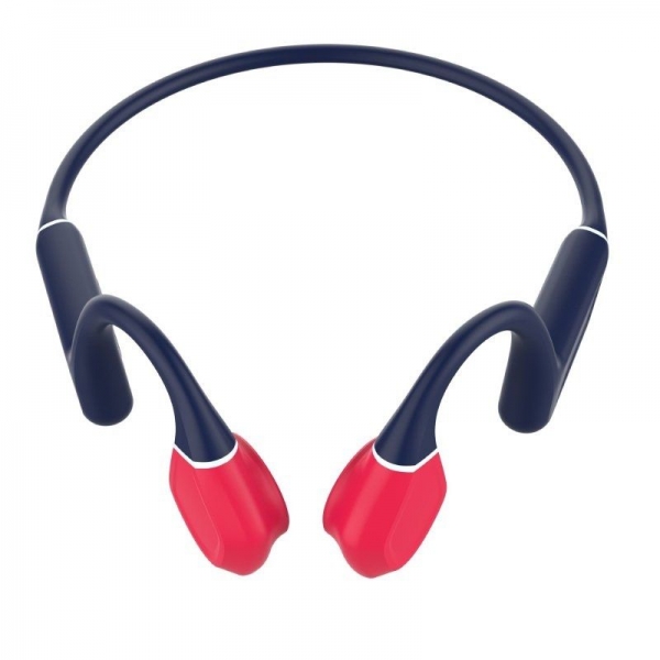 Écouteurs de sport à conduction osseuse Leotec Kuri Bluetooth 5.4 - Autonomie jusqu'à 12 heures - Batterie 180mAh - Résistance IPX5 - Couleur Bleu/Rouge