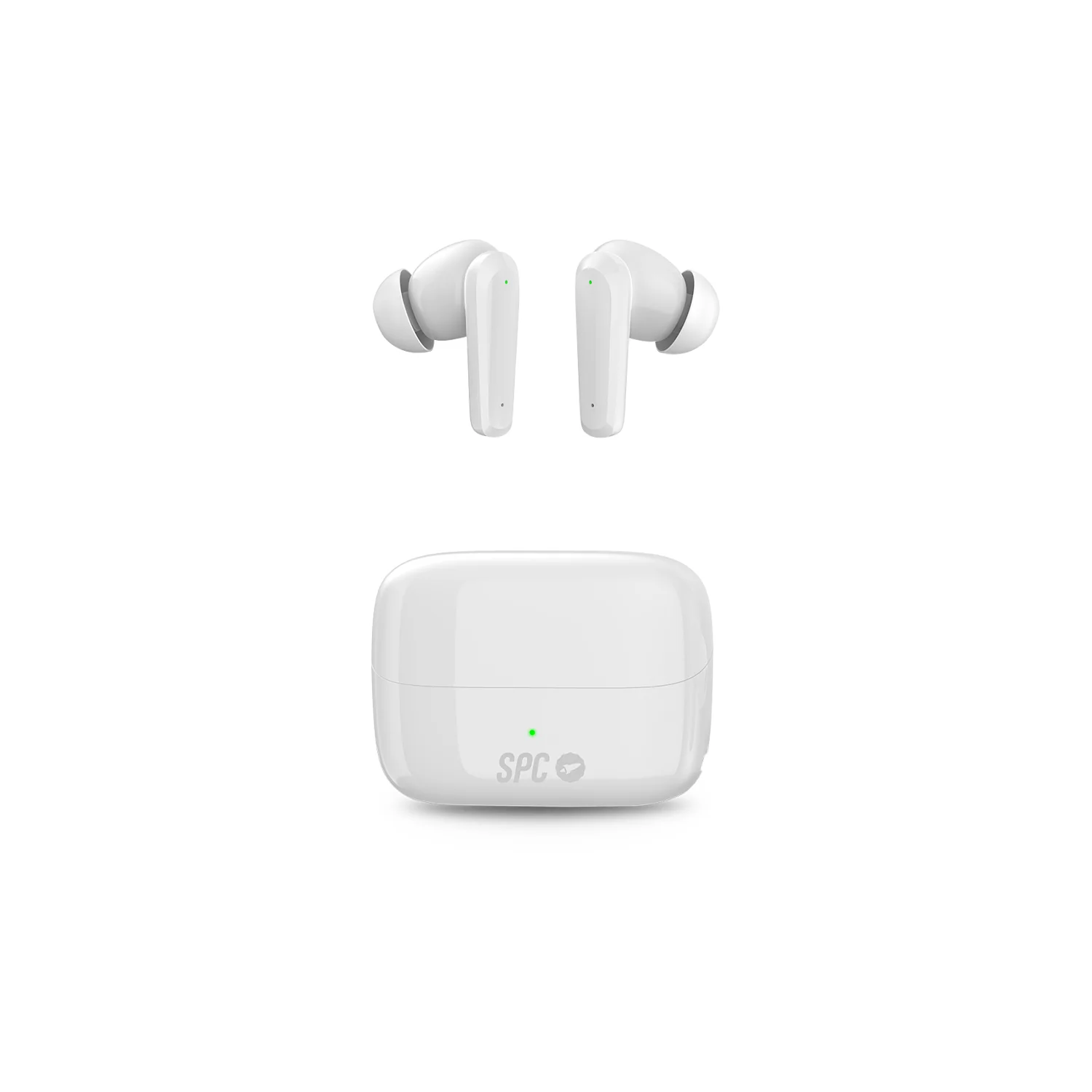 Écouteurs intra-auriculaires Bluetooth 5.2 TWS SPC Ether 2 Pro - Mains libres - Assistant vocal - Connectivité avec 2 appareils simultanément - Autonomie jusqu'à 26 heures avec étui de chargement - Commande tactile - Couleur blanche