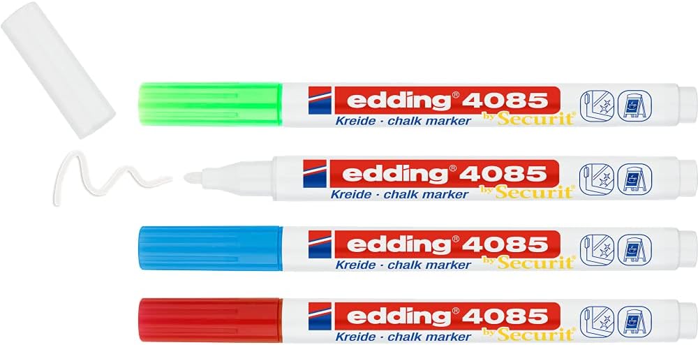 Edding 4085 Basics Lot de 4 marqueurs à craie liquide