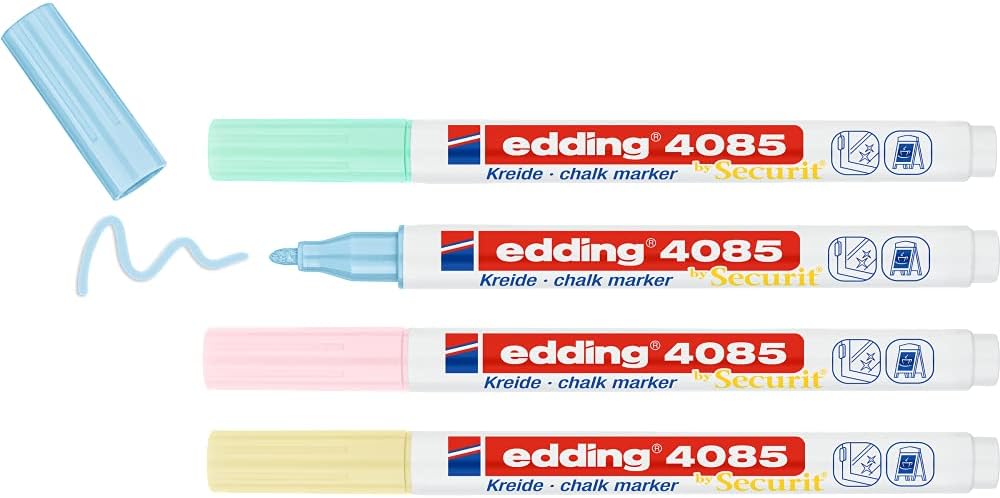 Edding 4085 Pastel Lot de 4 marqueurs à craie liquide