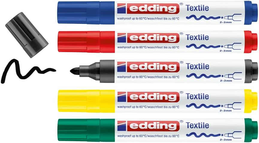 Edding 4500 Basicos Lot de 5 Marqueurs Textiles Permanents