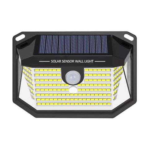 Elbat Applique Solaire LED 150lm avec 3 Faces d'Eclairage - Détecteur de Mouvement - Panneau Solaire Intégré 5.5V, 0.33W - Batterie 3.7V, 1200mAh