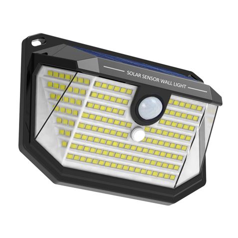 Elbat Applique Solaire LED 150lm avec 3 Faces d'Eclairage - Détecteur de Mouvement - Panneau Solaire Intégré 5.5V, 0.33W - Batterie 3.7V, 1200mAh