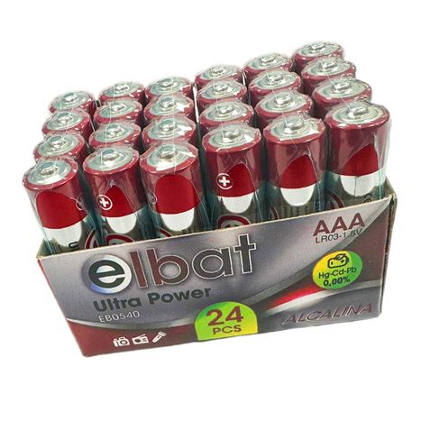 Elbat Pack 24 Piles Alcalines LR03/AAA - Différentes Couleurs