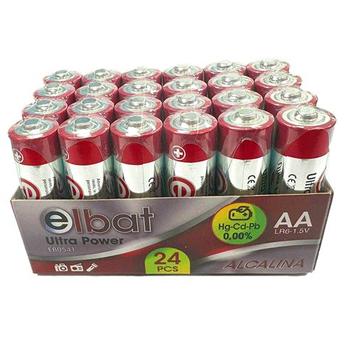 Elbat Pack 24 Piles Alcalines LR6/AA - Différentes Couleurs