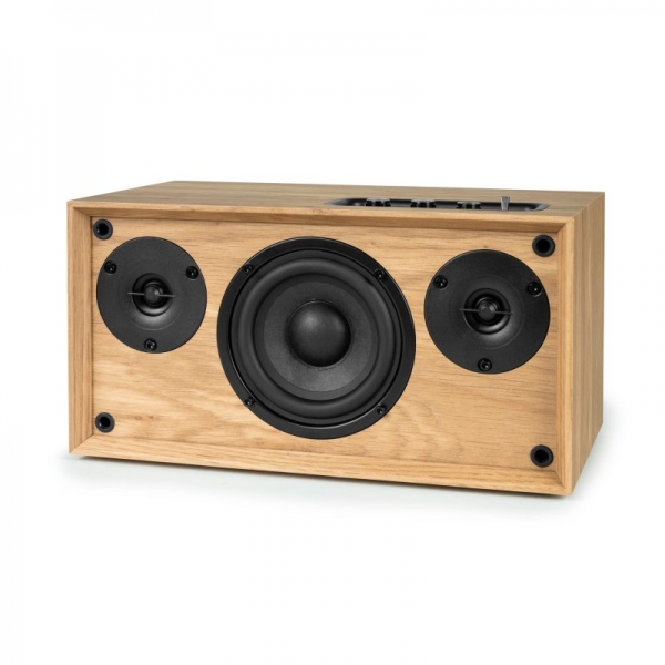 Enceinte Bluetooth 5.0 Thomson WS502 100 W - Boîtier en bois - Façade amovible - Entrée RCA, USB, AUX-IN - Couleur Bois