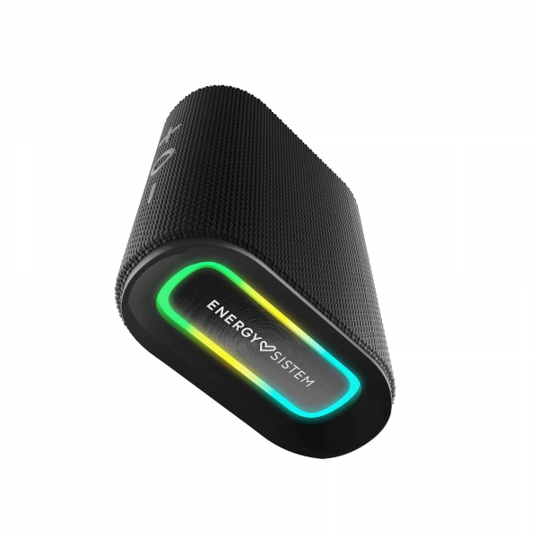 Enceinte Bluetooth Energy Sistem - Fabriquée en Plastique Recyclé - IPX6 - Autonomie 12h - Radio FM - Lecteur Micro SD - Lumières LED - Mains Libres - Couleur Noir