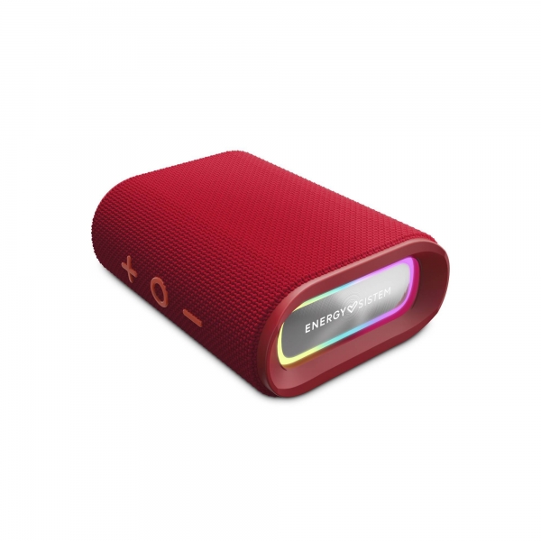 Enceinte Bluetooth Energy Sistem - Fabriquée en Plastique Recyclé - IPX6 - Autonomie 12h - Radio FM - Lumières LED - Mains Libres - Micro SD - TWS - Couleur Rouge