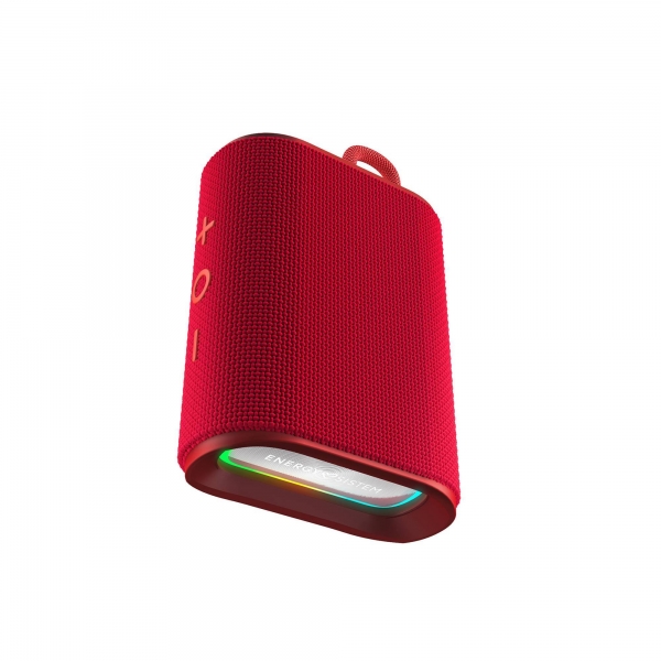 Enceinte Bluetooth Energy Sistem - Fabriquée en Plastique Recyclé - IPX6 - Autonomie 12h - Radio FM - Lumières LED - Mains Libres - Micro SD - TWS - Couleur Rouge