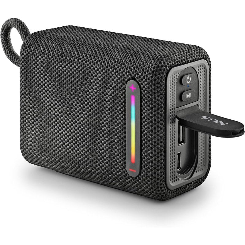 Enceinte Bluetooth NGS Roller Fury 1 15W TWS - Autonomie jusqu'à 9h - Résistance à l'eau IPX6 - Coloris Noir