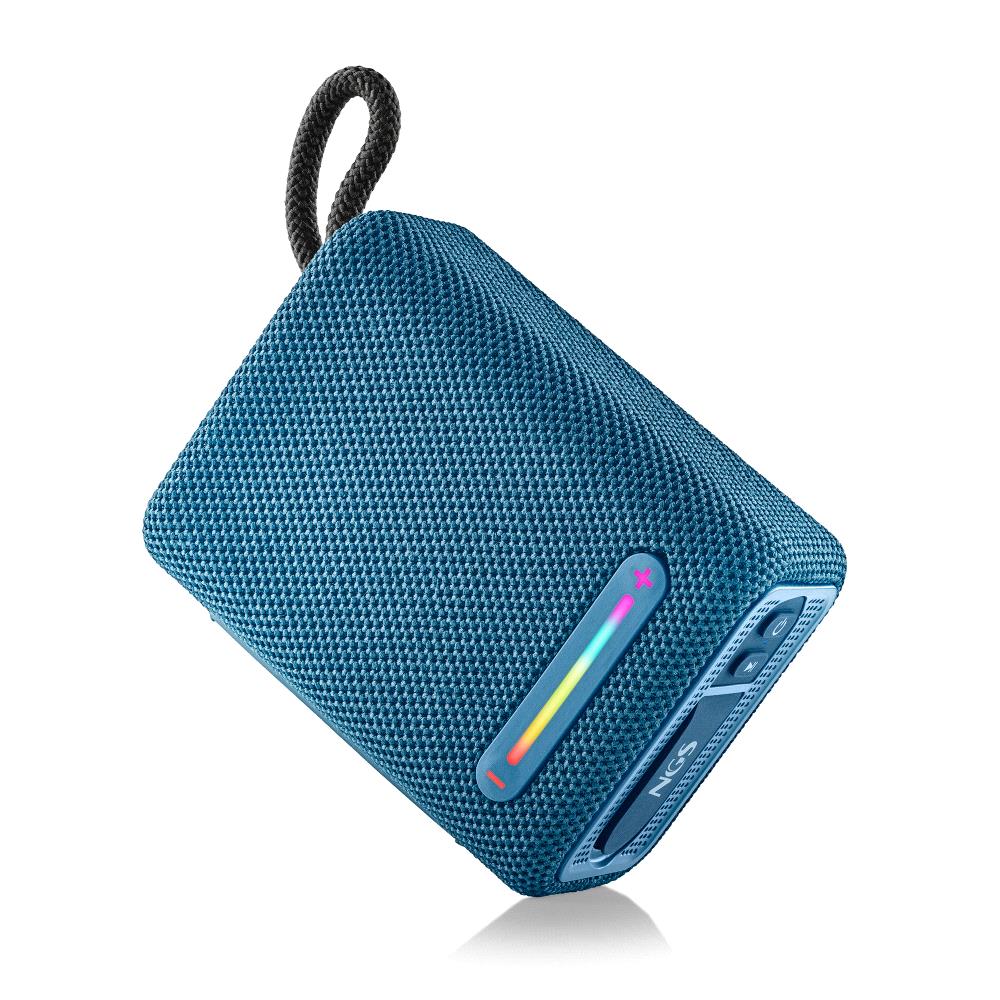 Enceinte Bluetooth NGS Roller Fury 1 15W TWS - Éclairage RGB - Autonomie jusqu'à 9h - Résistance à l'eau IPX6 - Couleur Bleu