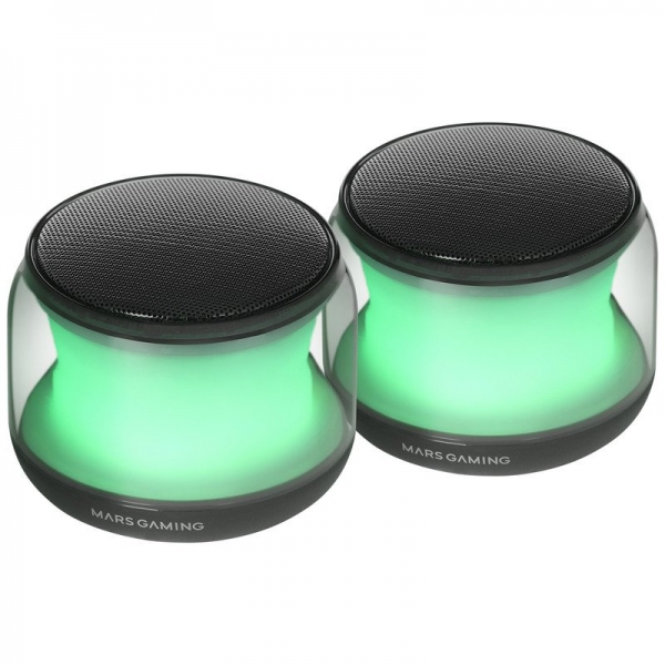 Enceintes Bluetooth Mars Gaming MS-AURA RGB - Son Surround 15W - DSP personnalisé - Éclairage RVB 360º - Bluetooth 5.3 - Connexion Jack - Contrôle intuitif - Couleur Noir