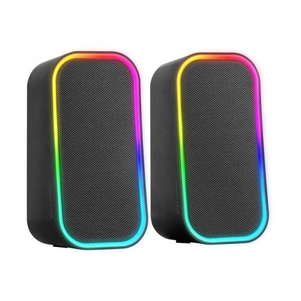 Enceintes Mars Gaming MS-OM - Son Surround 20W - Éclairage RGB contrôlable - Bluetooth 5.3 et AUX-IN - Compatibilité Universelle - Couleur Noir