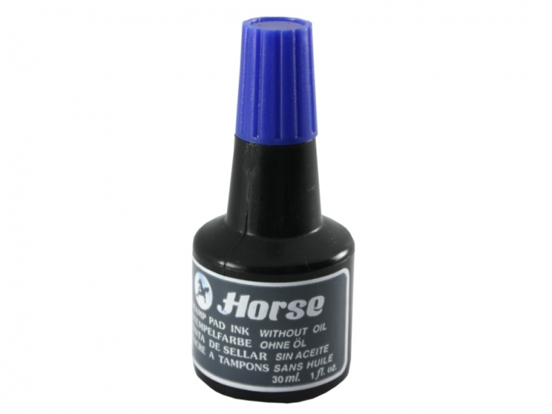 Encre Tampon Cheval - Sans Huile - Bouteilles 30cl - Couleur Bleu