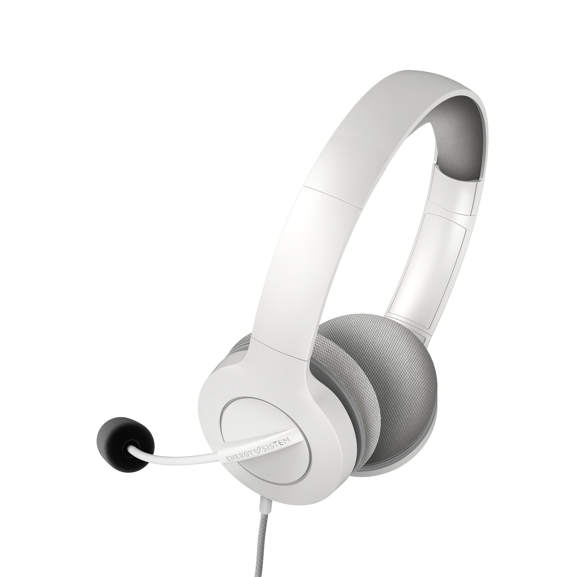 Energy Sistem Office Headphones 3 - Prise USB et 3,5 mm - Contrôle du volume et de la sourdine - Bras de microphone rétractable - Couleur blanche