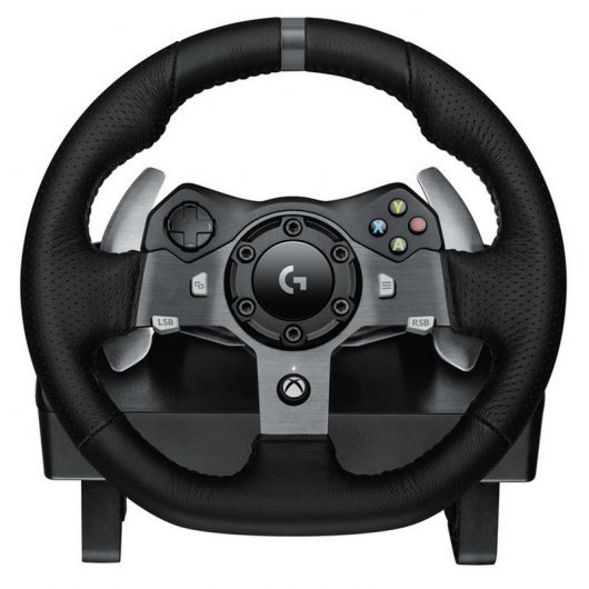 Ensemble Volant et Pédales Logitech G920 Driving Force Compatible avec Xbox Series X|S, Xbox One et PC - Rotation à 900º - Effet de retour de force - Frein non linéaire - Volant en aluminium, cuir et acier - Pédales réglables - Adaptable sur table et