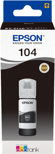 EcoTank ET-2810 EcoTank série Modèle d'imprimante Epson Cartouches d'encre  Epson offre : série 104 noir + 3 couleurs (marque 123encre)