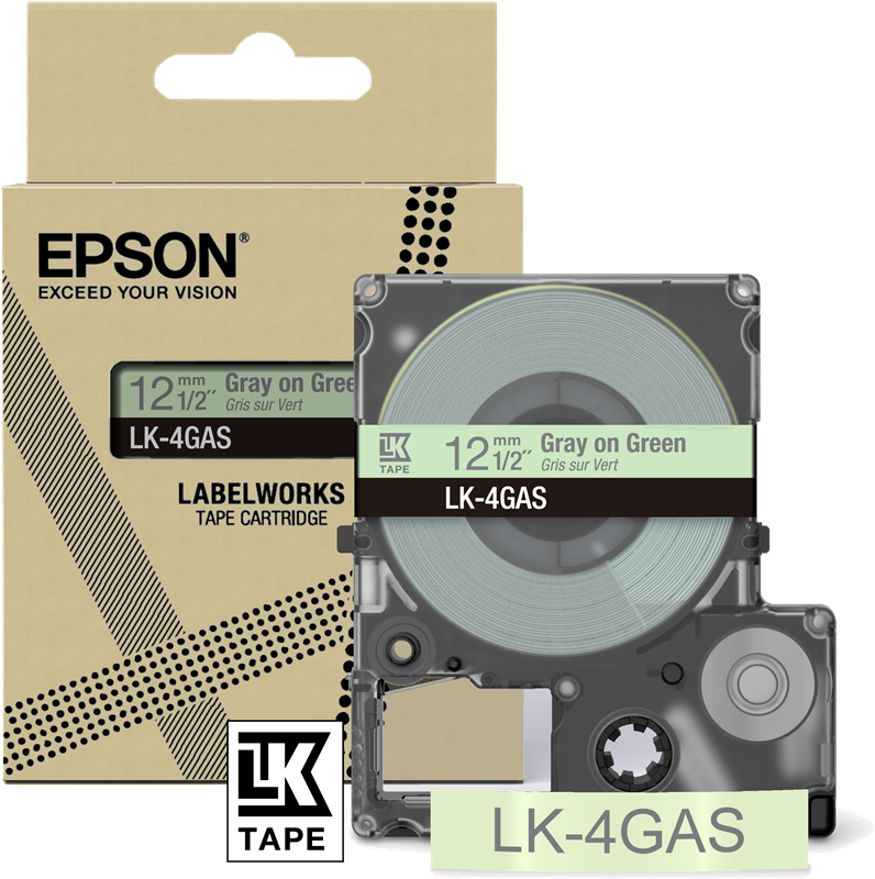 Epson Ruban LK-4GAS gris sur vert 12 mm