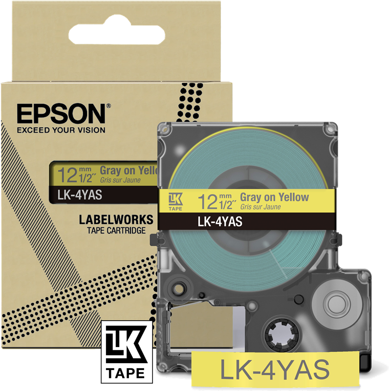 Epson ruban LK-4YAS gris sur jaune 12 mm