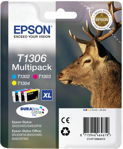 Epson Multipack 3 cartouches encre couleurs T1306 DURABrite Ultra Ink