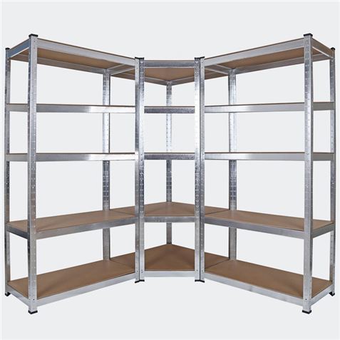 Etagère Galvanisée Blim - 180x90x40x90cm - 5 Etagères Ajustables - Support 175kg par étagère - Épaisseur Acier 0,62mm - Etagères Bois MDF Epaisseur 4mm - Assemblage Facile - Couleur Gris