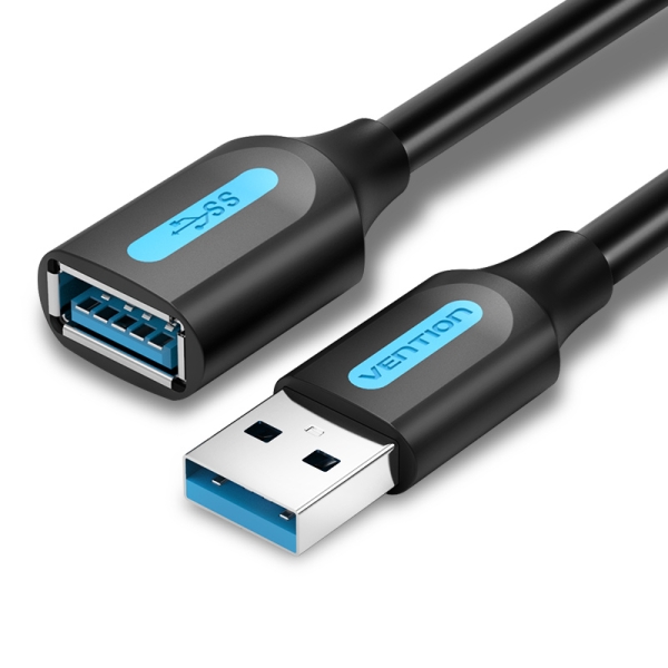 Extendeur USB 3.0 Vention CableTech Pro - Vitesse de transfert élevée - Conducteur en cuivre - Connexion sécurisée et stable - Couleur noire