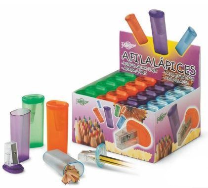 Faibo Présentoir de 20 Taille-Crayons 1 Trou avec Consigne - 100% Recyclable - Couleurs Assorties