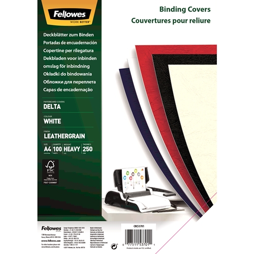 Fellowes Lot 100 Couvertures Carton Simili Cuir A4