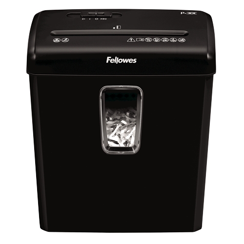 Fellowes P-30C Destructeur de papier manuel à coupe de particules - Détruit jusqu'à 6 feuilles - 15L - Couleur noire