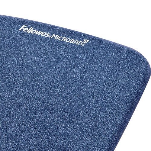 Fellowes Tapis de souris PlushTouch avec repose-poignet Foam Fusion - Confort supérieur - Protection antibactérienne - Base antidérapante - Couleur Bleu