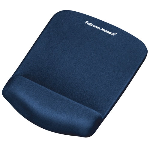 Fellowes Tapis de souris PlushTouch avec repose-poignet Foam Fusion - Confort supérieur - Protection antibactérienne - Base antidérapante - Couleur Bleu