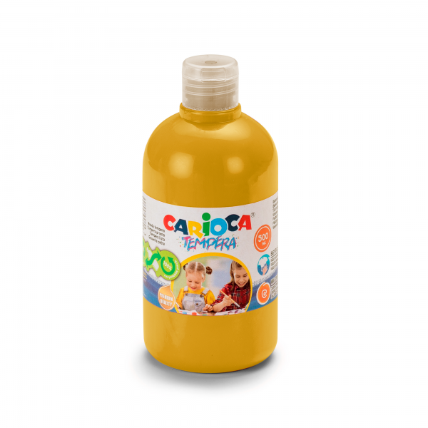 Flacon Carioca Tempera - 500 ml - Couleurs super lavables - Facile à mélanger - Applicable sur matériaux poreux - Haute opacité - Couleur Or