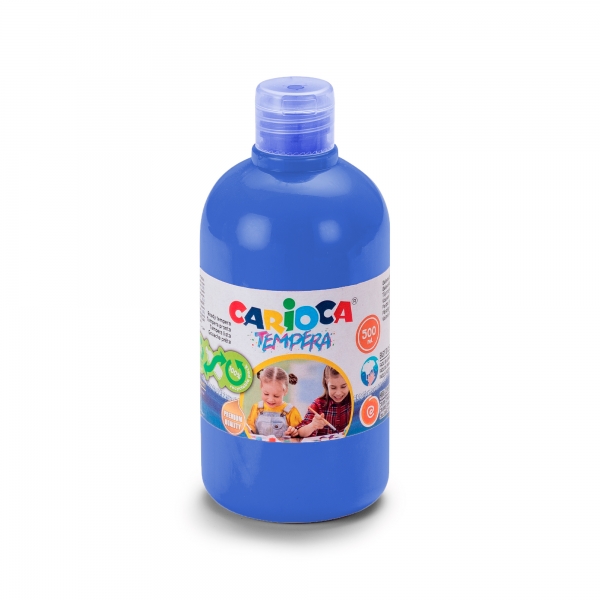 Flacon Carioca Tempera - 500 ml - Couleurs superlavables - Facile à mélanger - Applicable sur matériaux poreux - Haute opacité - Couleur Bleu