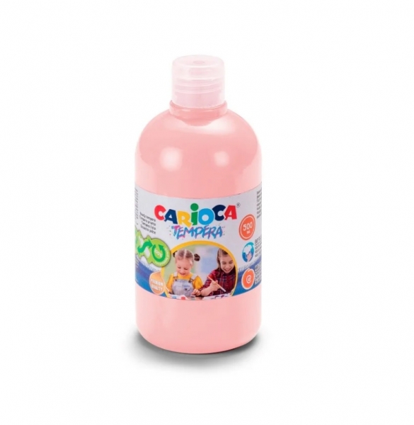 Flacon Carioca Tempera - 500 ml - Couleurs superlavables - Facile à mélanger - Applicable sur matériaux poreux - Haute opacité - Couleur rose